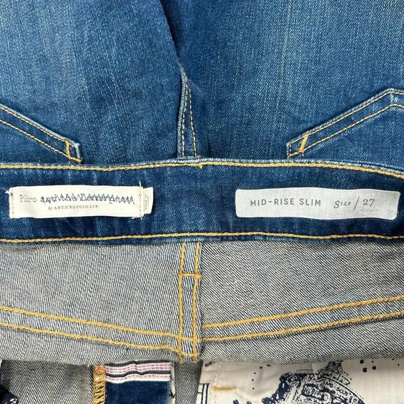 NWT Pilcro By Anthropologie Mid Rise Slim Denim Shorts Dark Wash Blue Size 27 - Picture 5 of 6